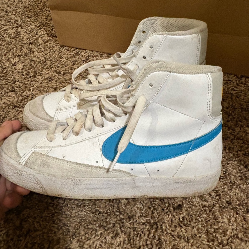 Nike Blazer Mid White and Blue Sneakers